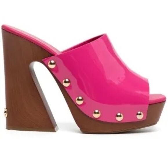 Dolce & Gabbana 130mm High Shine patent-leather clog Mules Fuchsia Pink 39 - Picture 1 of 8